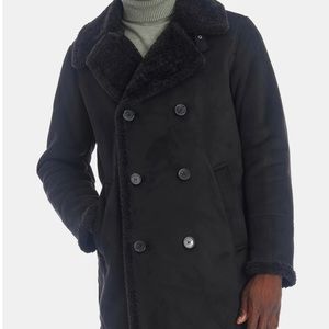Guess Men's Faux-Shearling Overcoat